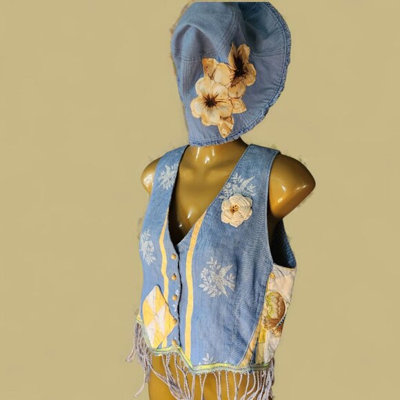 VEST AND HAT SET *HANDMADE* SIZE SMALL - Picture 1 of 8